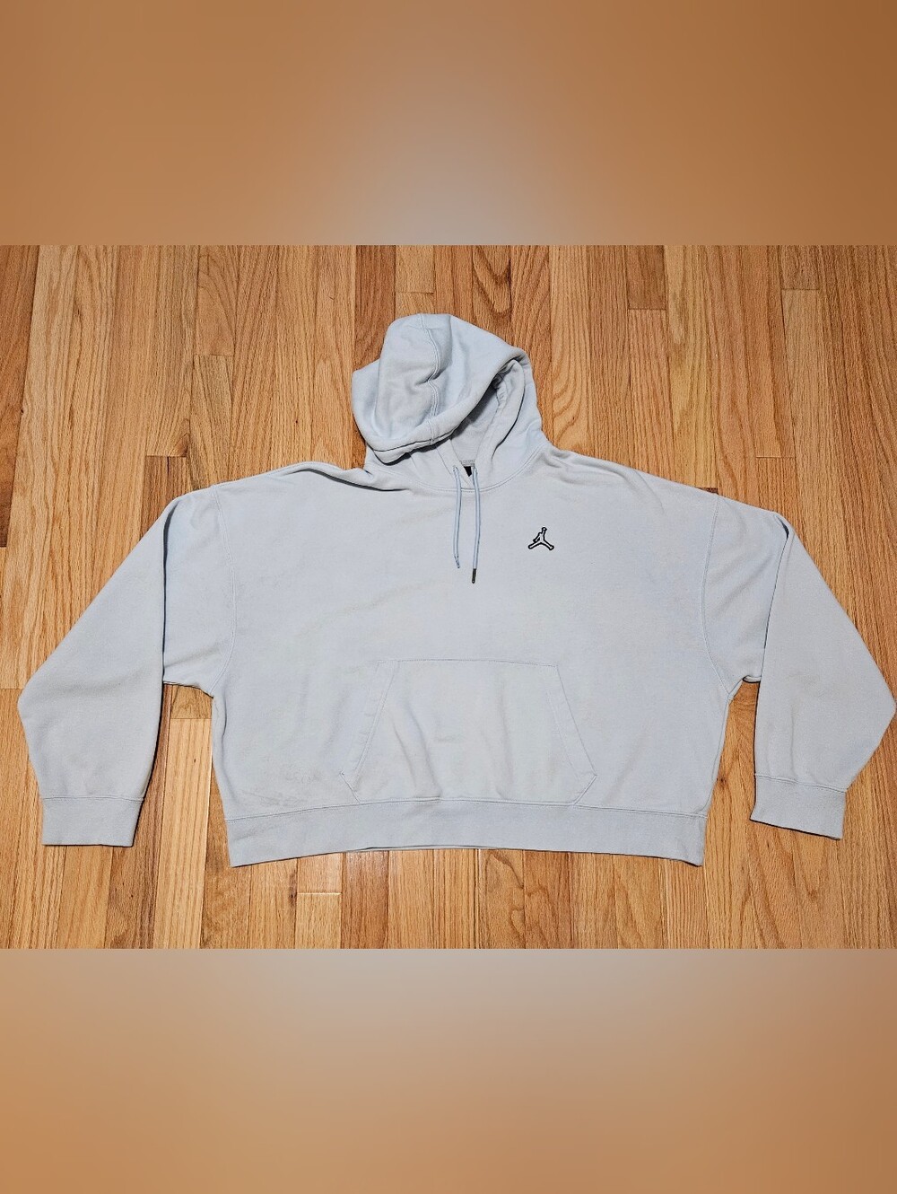 Jordan Women's Light Blue Oversized Cropped Hoodie Sweatshirt Size XL